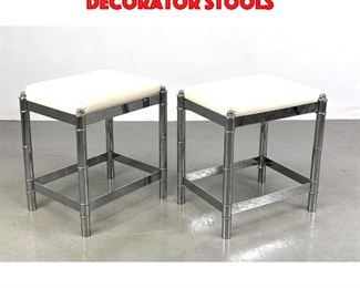 Lot 504 Pair chrome faux bamboo decorator stools