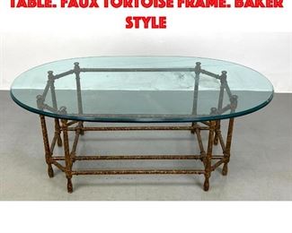 Lot 511 Glass Top Modernist Coffee Table. Faux Tortoise Frame. Baker style
