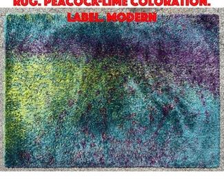 Lot 516 7 7 x 10 5 BARCELONA SHAG Rug. PeacockLime Coloration. Label. Modern