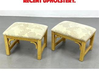 Lot 519 Pair of Rattan Stools. Recent upholstery.