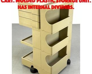 Lot 518 Joe Colombo Rolling Bobby Cart. Molded Plastic Storage Unit. Has internal dividers.