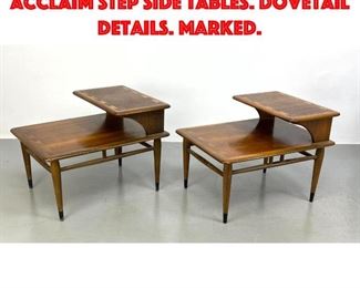 Lot 520 Pr American Modern LANE Acclaim Step Side Tables. Dovetail details. Marked.