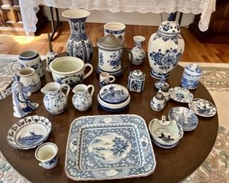 Large collection of vintage Delft & other brands Blue & White porcelain 