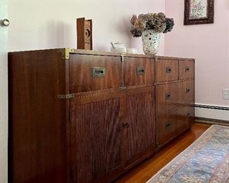 Vintage Campaign Chest/Sideboard (2 pieces) - one with drawers and one with storage
