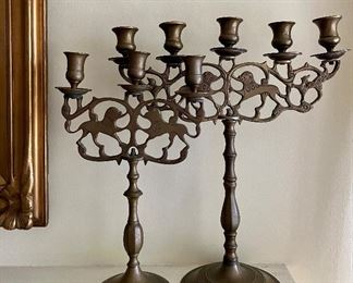 Pair, Lion Candleabras