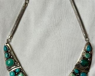 Absolutely GORGEOUS Sterling Silver and Turquoise Necklace