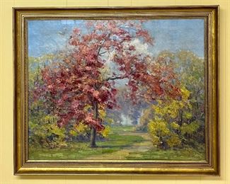 Oil on Board signed J. Reichmann, "In Bloom" lower right, original frame