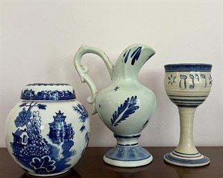 Pretty Blue Porcelain and Pottery