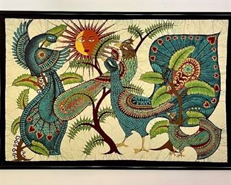 Peacock Batik, Framed