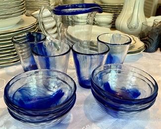 Italian Clear and Blue Glass