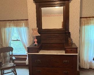 Victorian marble top dresser with mirror