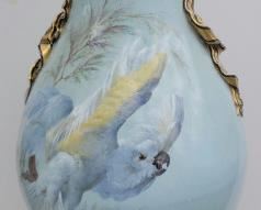 Monumental Signed Cockatoo Floor Vase