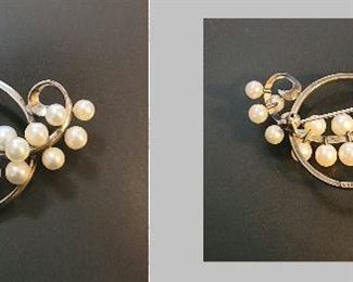 Mikimoto Sterling Pearl Brooch