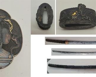 Samurai Antique Signed Katana Sword with Tsuba