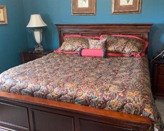 Hooker King Bedroom Furniture w/Custom King Bedding.
