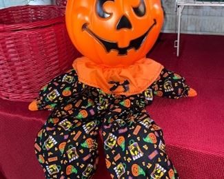 Vintage Handmade Sitting Blow Mold Jack-o-Lantern Candy Bucket!