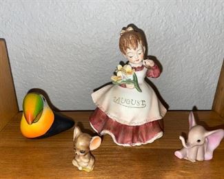 Miniature Porcelain Mouse, Lefton August Angel #KW4200, Miniature Porcelain Elephant, Costa Rica Toucan!