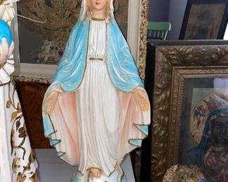 Antique Catholic Statuary Chalk 18” Our Lady of Grace!