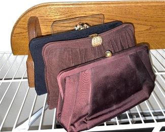 Vintage HL USA Brown Clutch Purse, MM Morris Moskowitz Peau de Faille Brown Clutch Purse &
Vintage JR USA Black Clutch Purse!