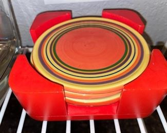 Retro Hand Painted Pacific Rim Ceramic Coaster Santa Fe Set of 4!