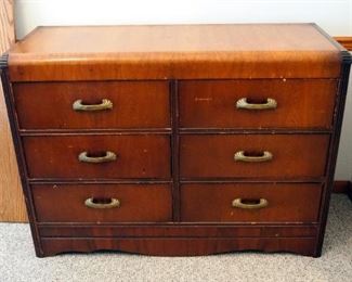 Antique Waterfall Dresser With 6 Drawers, 34'' x 48" x 20"