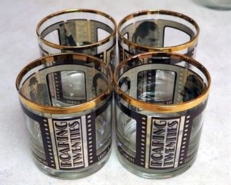 Roaring Twenties Cinema Whiskey Glasses With Gold Rim, Qty 4