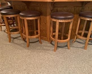Set of 8 LEATHER, SWIVEL Seat Counter Stools - Douglas Furniture