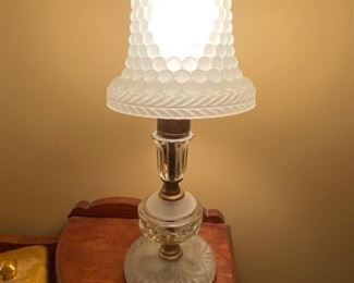 Pair of antique frosted Vanity lamps