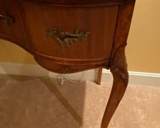 Antique Kidney Shaped Writing Desk / Vanity - 3 drawers on front and 2 on top