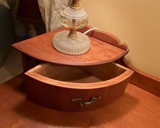 Antique Kidney Shaped Writing Desk / Vanity - 3 drawers on front and 2 on top
