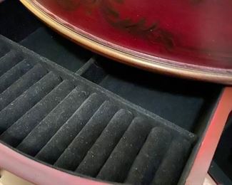 Mahogany Jewelry Cabinet with whimsical design (Use with or without the feet)