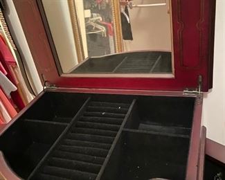 Mahogany Jewelry Cabinet with whimsical design (Use with or without the feet)