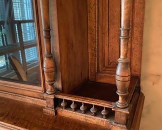 Antique French Carved Thin Sideboard Cupboard with Galleried top