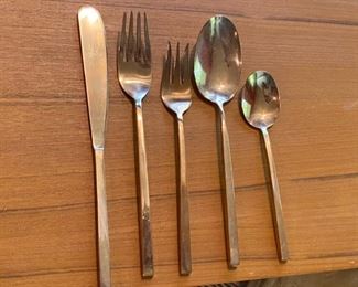Vintage set of Nickel Bronze Flatware