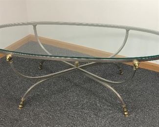 Steel and Brass Rams Heads and Hoof Feet Coffee Table. Designers dream !!
