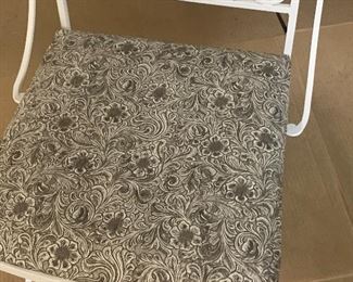 New upholstery chair seats in a paisley vinyl.