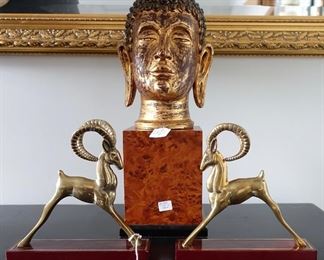 Gazelle brass bookends