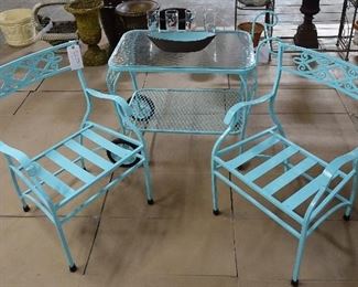 Blue Garden matching chairs and Woodard tea cart