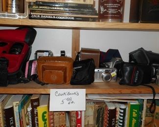 35mm cameras, vintage cameras,cookbooks