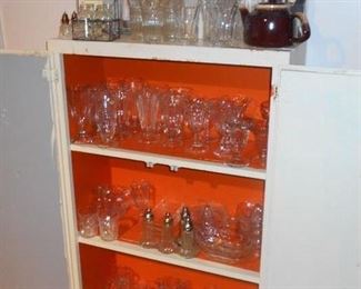 white kitchen cabinet asst. glassware