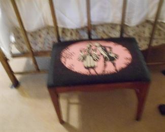 vintage needlepoint stool