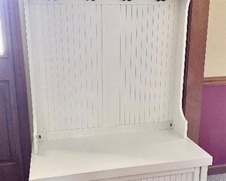 White hall tree with bench