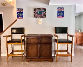 Billiards chairs and fold out bar