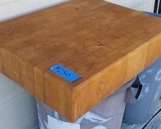 Handsome butcher block table top approx. 24" x 30" by 6" deep