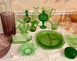 green depression glass