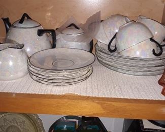 Lusterware Tea set  with dessert  plates made in Japan vintage 