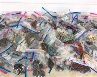 Table full of costume jewelry