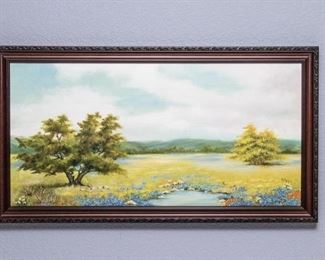Original Oil Painting ~ signed ~Leila Ellie.  She was born in West McLennan County, Texas in 1895 (18"l x 33"wALL):  $500.00