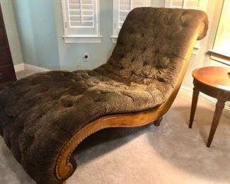 Dramatic animal print tufted chaise longe