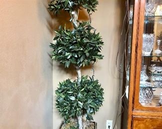 Pair of tall lighted topiaries 